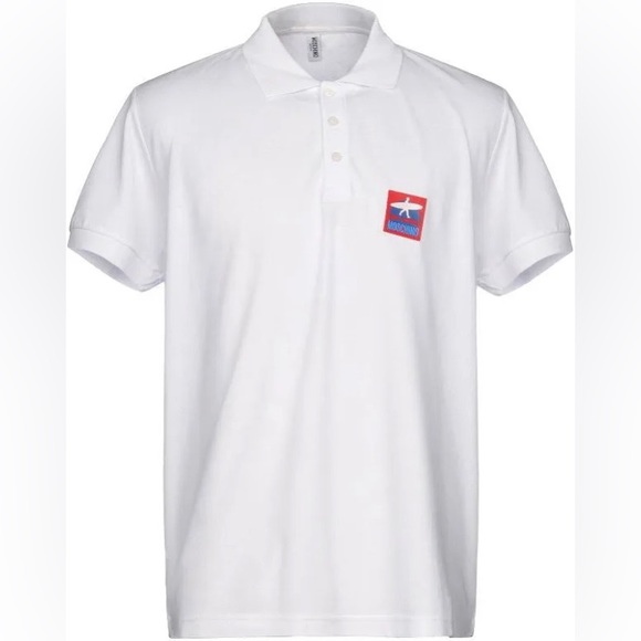 Moschino Swim White Polo w Sea Lover & Surfboard Moschino Patch NWT XXL - Picture 9 of 12